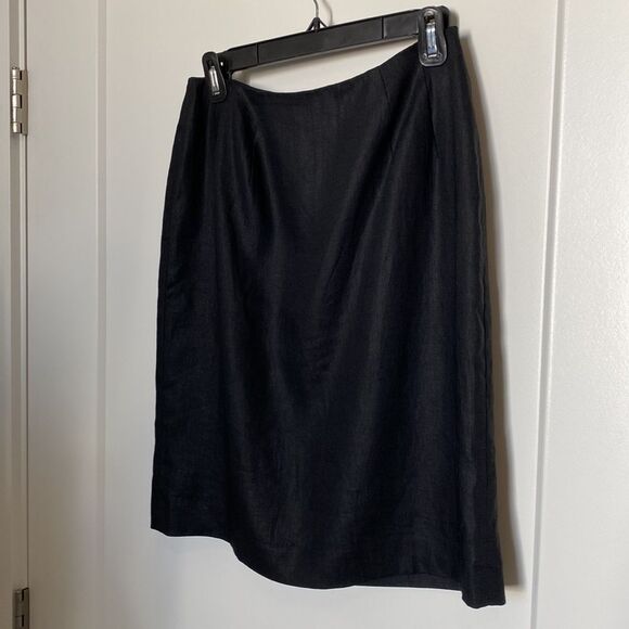 100% LINEN SKIRT AMANDA SMITH VINTAGE PURE LINEN NAVY BLUE SIZE * 6/8 - Picture 10 of 14